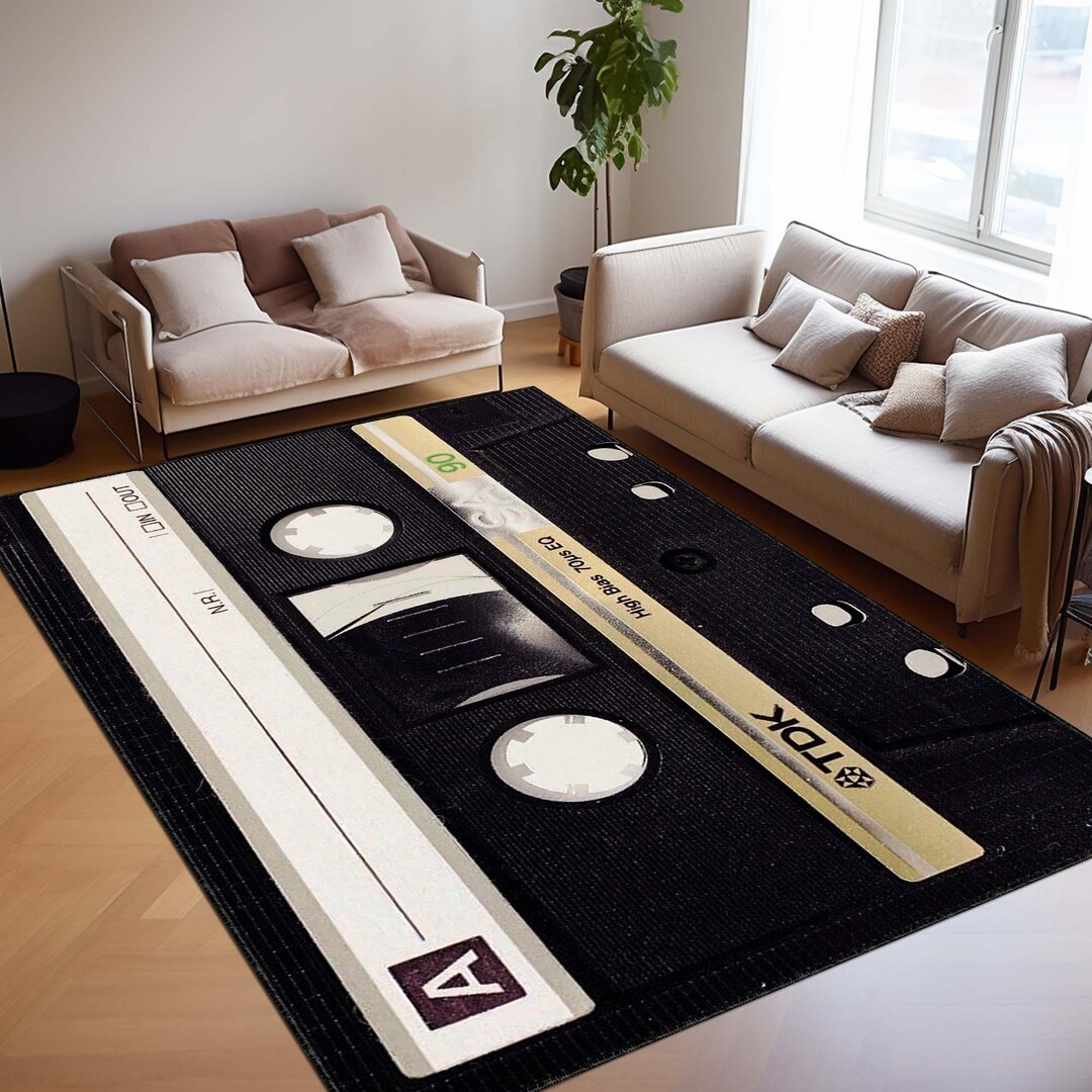 Vintage Cassette Rug, Retro Music Decor Carpet, 80s 90s Nostalgia ...
