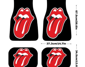 Custom Car Mat, Car Accessories, Car Tuning, Universal Car Mat, Front and Rear Floor Mats, All Year Auto Foot Pads, Rock N Roll Car Mat, Lip