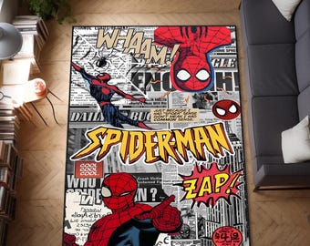 Tappeto di Spider-Man, tappeto per bambini, tappeto per cameretta di adolescenti, regalo di inaugurazione della casa, tappeto di fumetti di Spider-Man, tappeto di compleanno, tappeto di supereroi, regalo di Natale