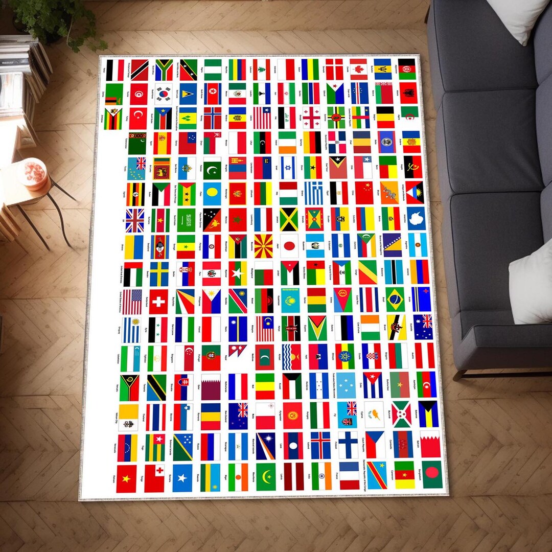 Country Flags Rug, Flags Rug, Area Rug, Educational Carpet ...