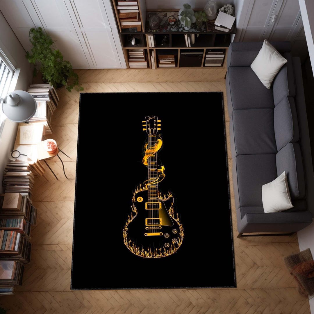 Guitar Rug, Rock N Roll Music, Music Rug, Personalized Rug, Area Rug ...