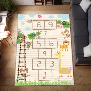Hopscotch Teppich, Kinderteppich, Kinderteppich, Kindergarten Geschenk, Spielzahlen Teppich, Kinderteppich, Weihnachtsgeschenk, Lernteppich, Spielteppich