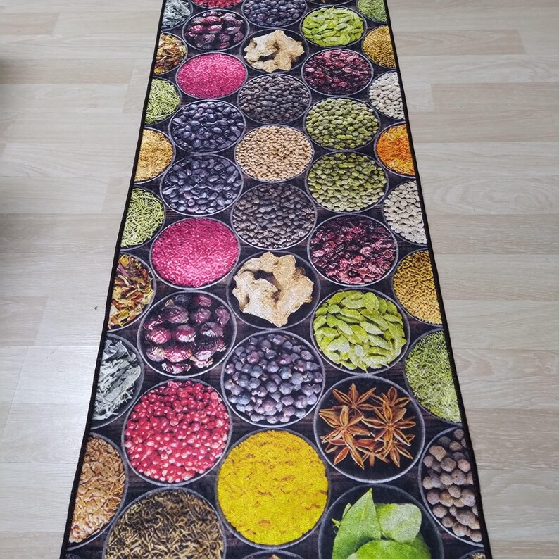Spice-themed Kitchen Rug, Anti-slip Washable Floor Mat, Vibrant ...