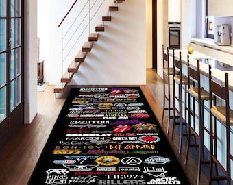 Rock N Roll Rug, Hard Music Carpet, Metal Music Rug, All Rock Music Band, Long Office Rug, Rock Music Band Rug, ACDC Rug, Hallway Runner