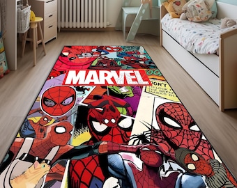 Tappeto di Spider-Man, tappeto per bambini, tappeto per cameretta di adolescenti, regalo di inaugurazione della casa, tappeto di fumetti di Spider-Man, tappeto di compleanno, tappeto di supereroi, regalo di Natale