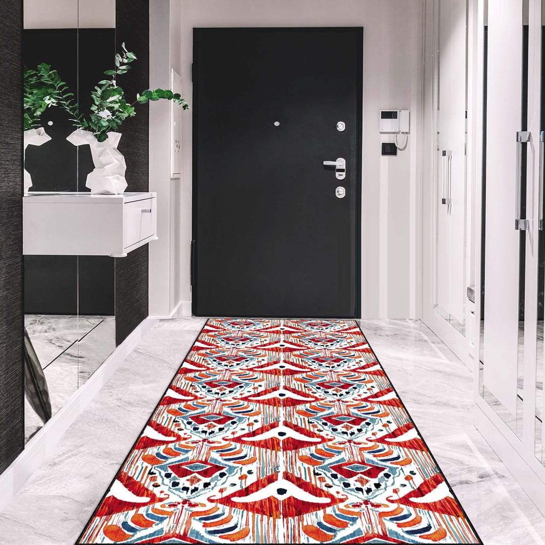 Aztec Rug, Boho Tribal Carpet, Southwestern Hallway Decor, Native ...