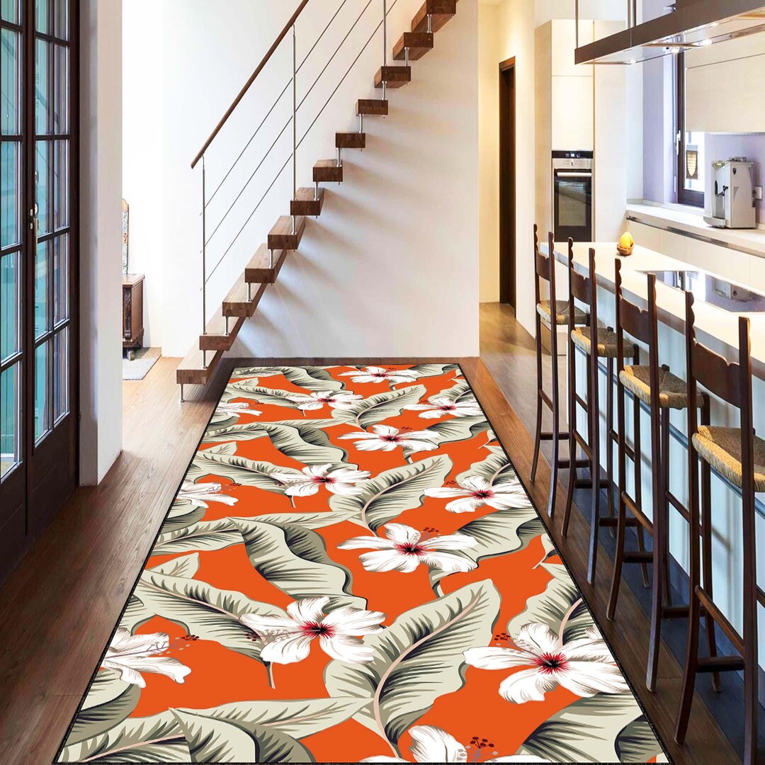 Vintage Floral Rug, Retro Flower Pattern Hallway Carpet, Antique ...