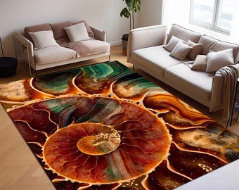 Agate Rug, Abstract Marble Effect Rug, Luxury Resin Art Carpet, Brown Green Area Rug, Modern Artistic Rug, Statement Rug, Geode Style Carpet