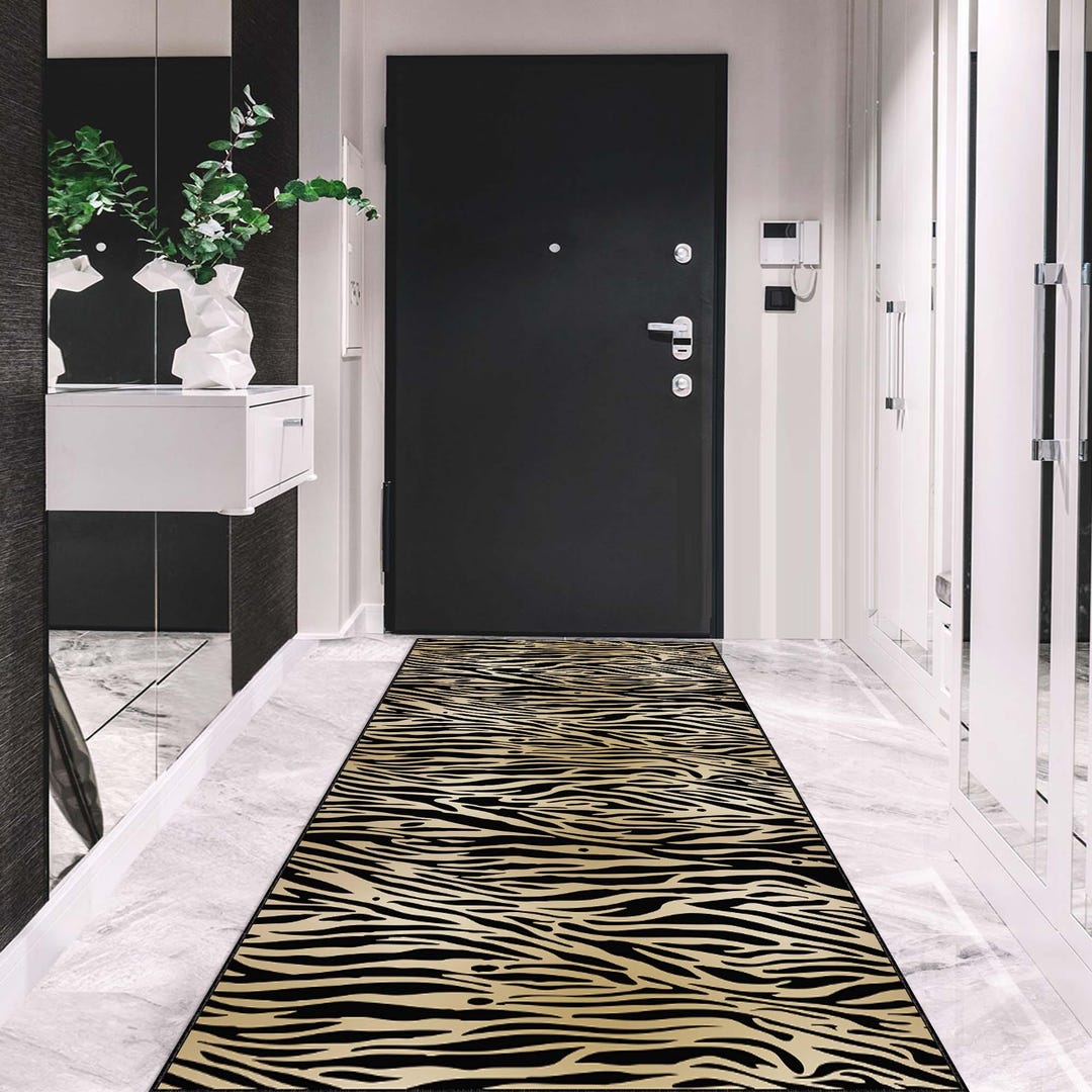 Zebra Print Entry Rug Zebra Print Rug, Animal Print Carpet, Safari Style Hallway Mat, Wild ...