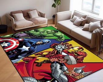 Tappeto da supereroe, tappeto per bambini, tappeto per ragazzi, regalo di inaugurazione della casa, tappeto di Spiderman, tappeto per compleanno, fan dei supereroi, regalo di Natale