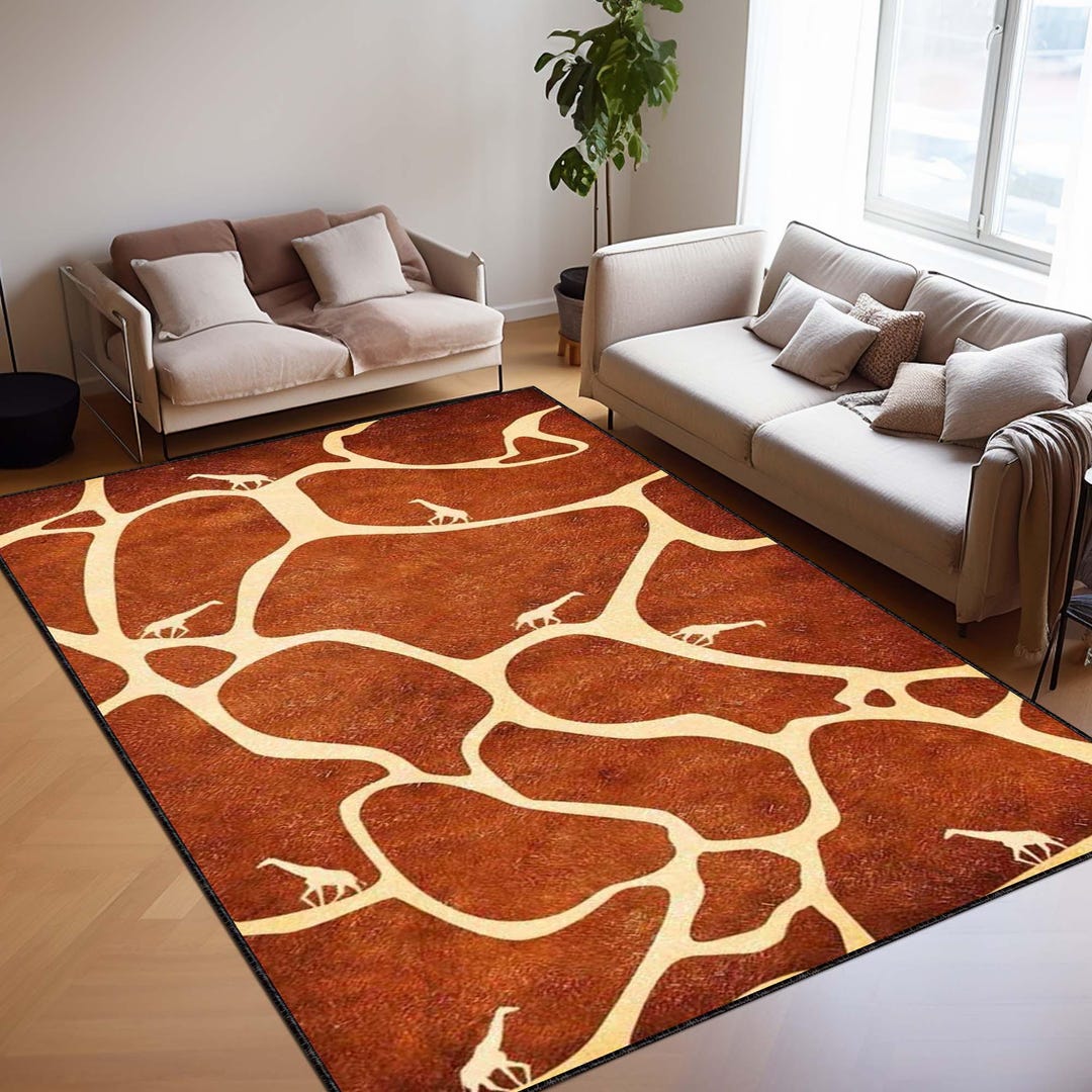 Giraffe Texture Rug Giraffe Themed Area Rug, Safari Animal Print Carpet, Cute Jungle Floor ...
