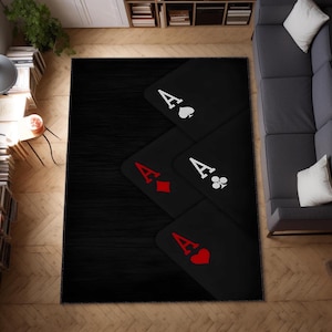 Spielkartenteppich, Ein Kartenteppich, Barteppich, Kasino-Vibes-Geschenk, Saloonteppich, Poker-Liebhaber-Teppich, Männerhöhlengeschenk, Unity-Kartenteppich, Kartenkunstteppich