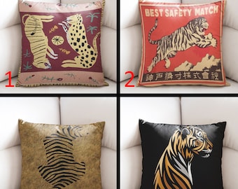 Tibetan Tiger Pillow Case, Tiger Pillow Cover, Sham Pillowcase, Ethnic Pillow, Throw Pillow Case, Custom Pillow Cover, Stylish Pillow Cases