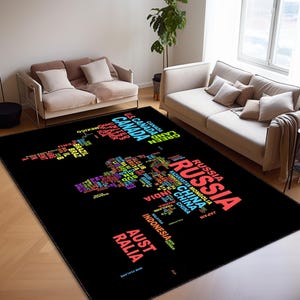 Tapis terre, tapis champêtre, carte, tapis pour chambre d'enfant, cadeau de pendaison de crémaillère, cadeau personnalisé, tapis doux, tapis lavable, tapis de salon, tapis