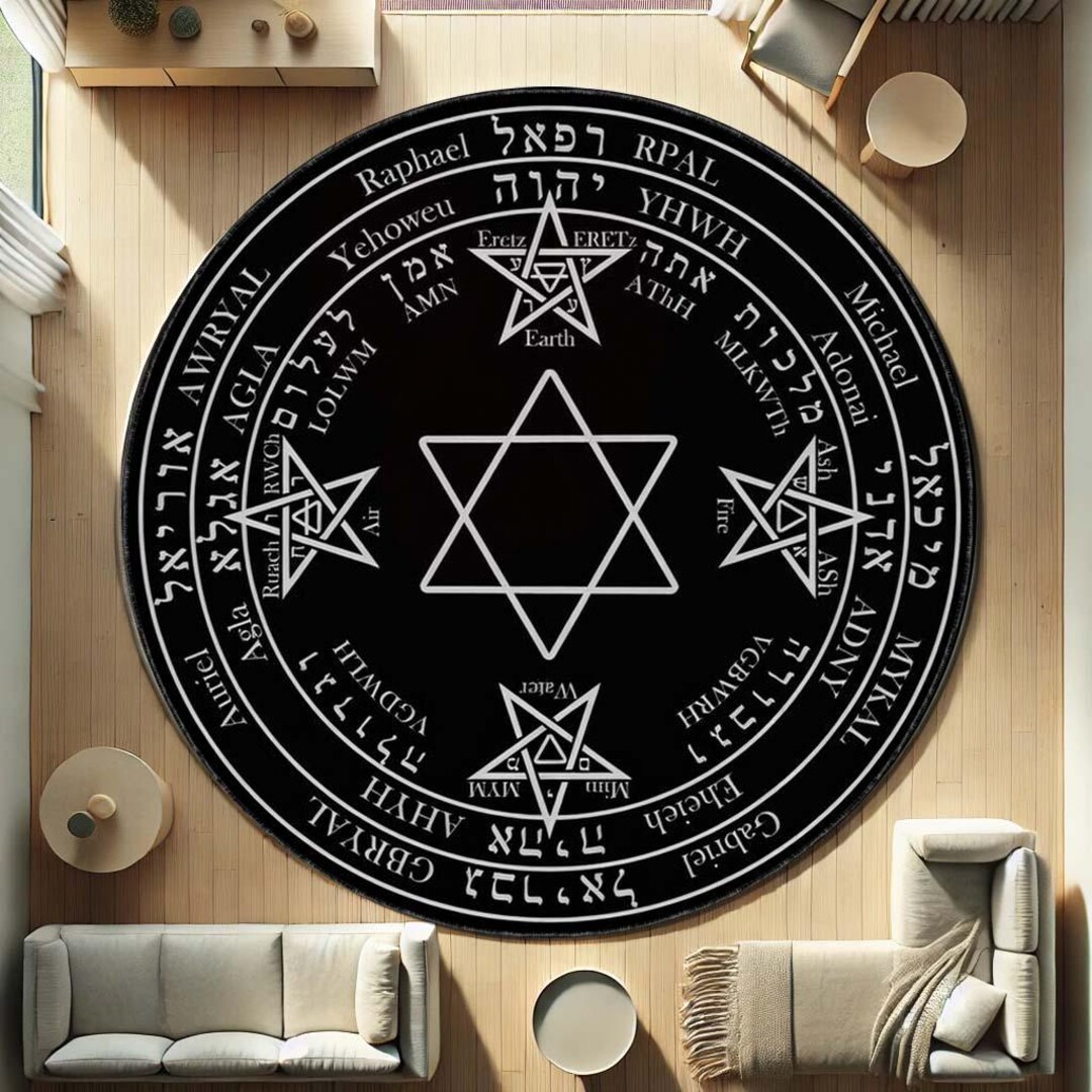 Occult Circle Rug - Mystic Pentagram Carpet, Witchcraft Altar Mat ...