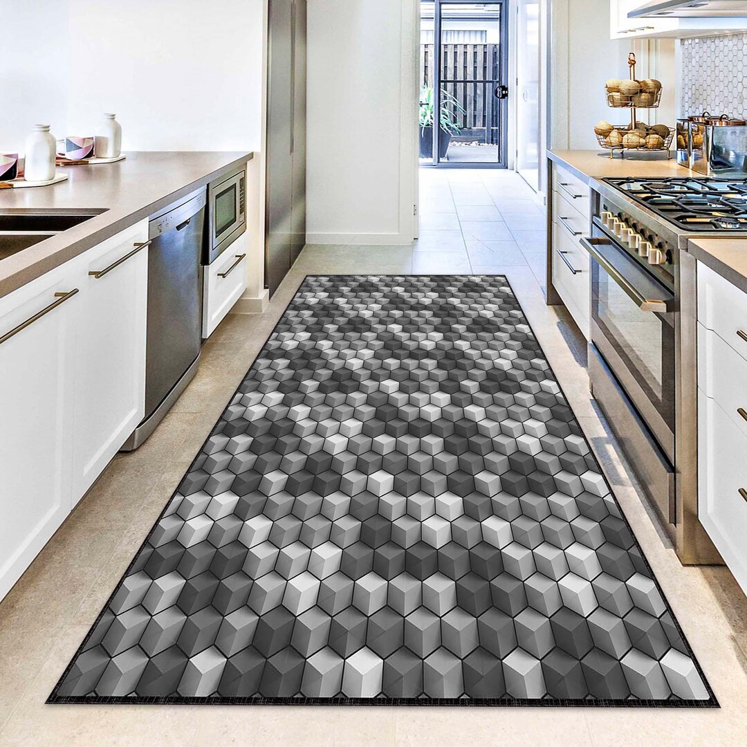 3D Cube Rug, Geometric Optical Illusion Carpet, Modern Abstract Design ...