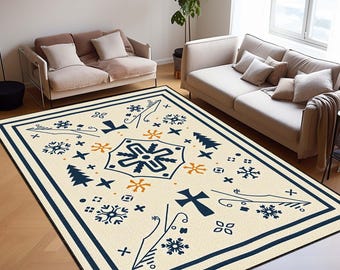 Boho Scandinavian Area Rug, Neutral Minimalist Carpet, Soft Woven Floor Mat for Living Room or Bedroom, Nordic Decor Accent Piece, Door Mat
