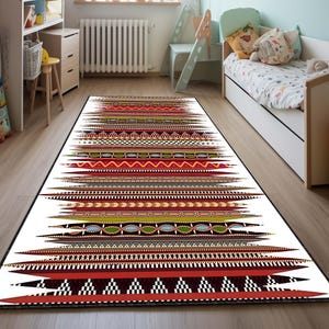 Colorful Tribal Boho Rug, Southwestern Kilim Area Carpet, Aztec Geometric Ethnic Floor Mat for Living Room, Bedroom or Entryway Rug