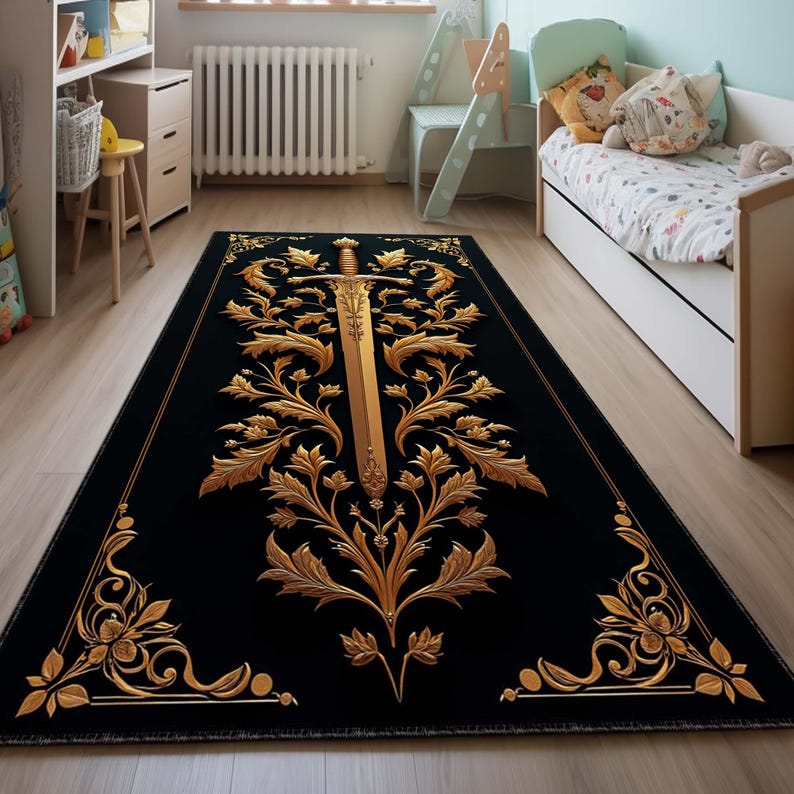 Sword Fish Rug Medieval Sword Area Rug, Fantasy Weapon Carpet, Gothic Decor Rug ...