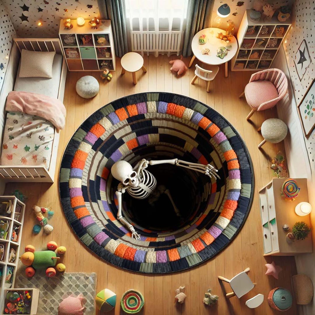 3D Skeleton Illusion Round Rug, Spooky Optical Floor Carpet for ...