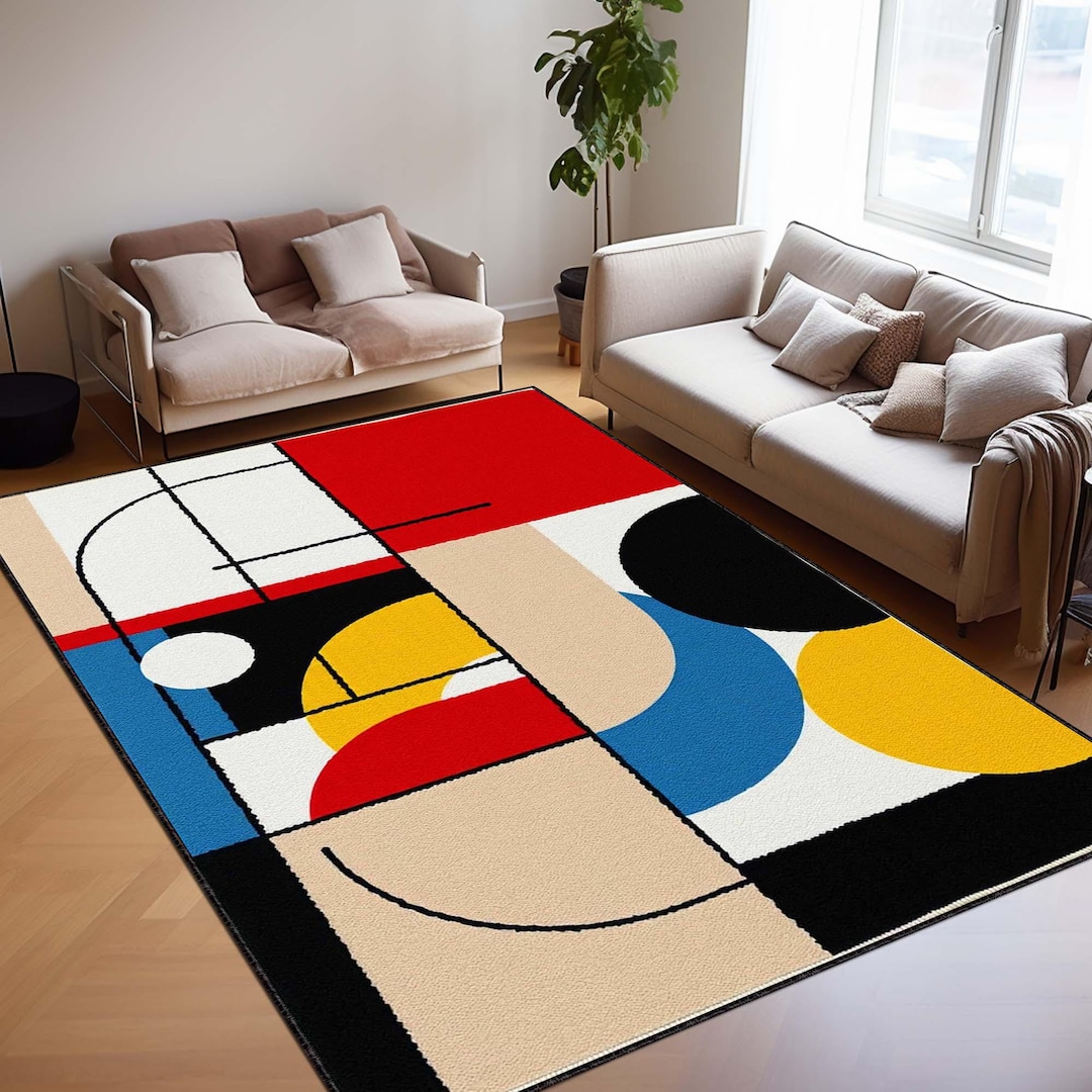 Kandiski Rug Kandinsky Art Deco Area Rug, Colorful Modern Geometric Carpet, Mid ...