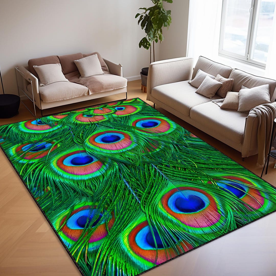 Peacock Rug, Area Rug, Luxury Carpet, Housewarming Gift, Peacock ...