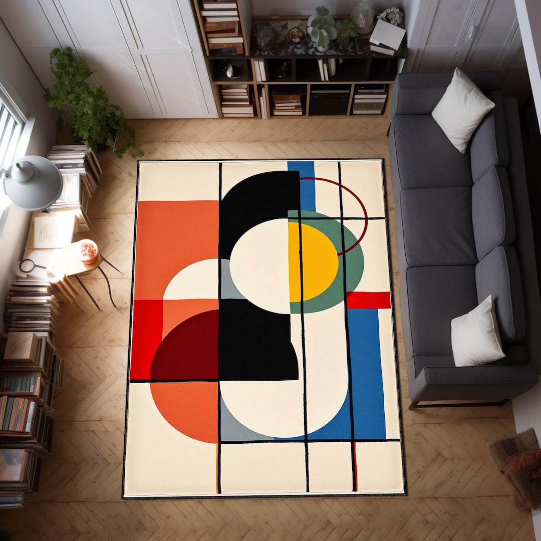 Kandiski Rug Kandinsky Art Deco Area Rug, Colorful Modern Geometric Carpet, Mid ...