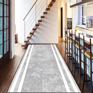 Modern Chevron Runner Rug, Neutral Tones Hallway Carpet, Contemporary Entryway Mat, Non-Slip Herringbone Design, Stylish Bathroom Mat Rug