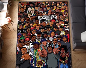 Music Rug, Rap Singer Rug, Personalized Rug, Area Rug, Housewarming Gift, Custom Gift, Popular Gift, Soft & Thin Rug, Washable Rug, Bar Rug