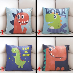 Dinosaur Pillow Case, Baby Pillow Cover, Kids Pillowcase, Colorful Pillow, Throw Pillow Case, Custom Pillow Cover, Nursery Pillow Cases