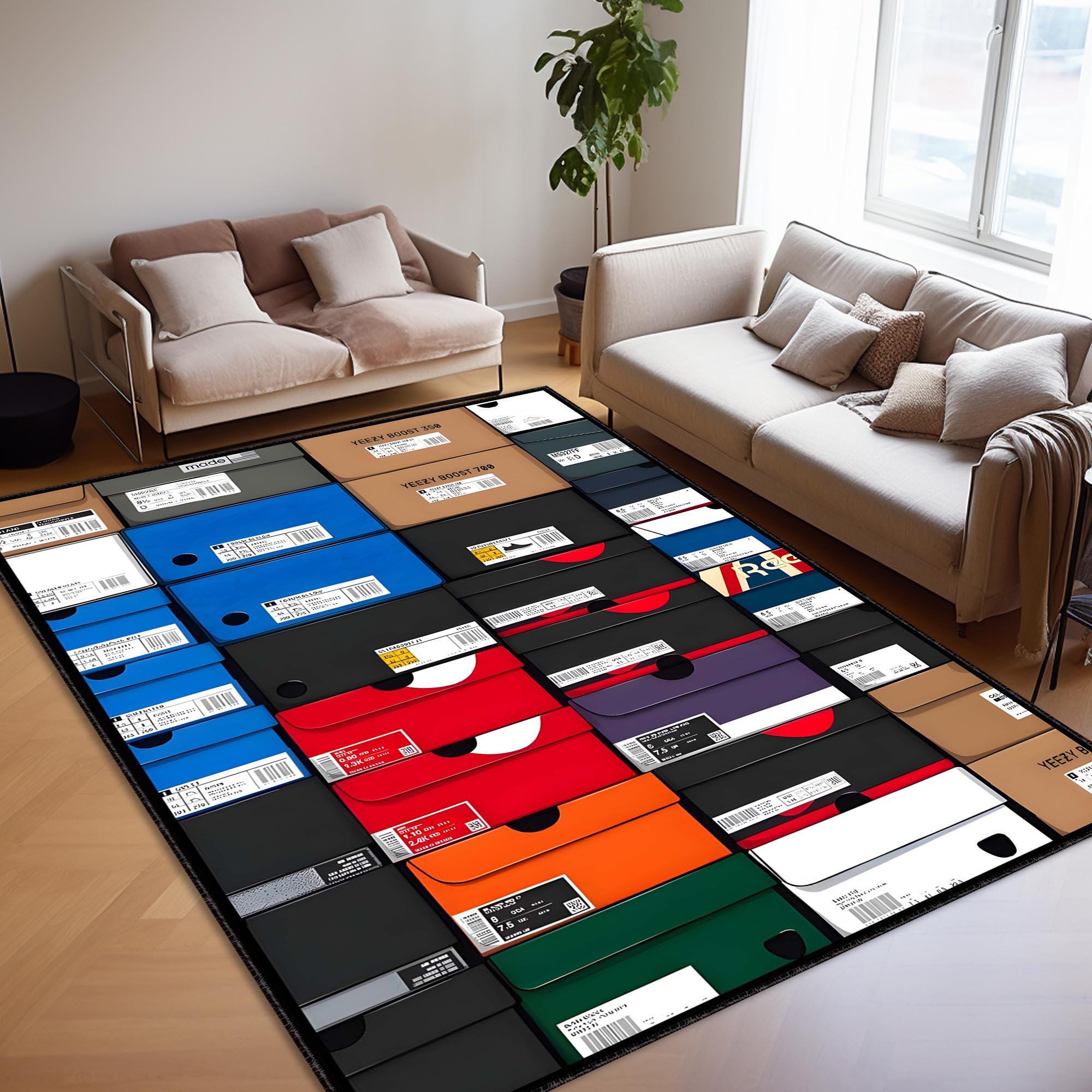 Sneakers Shoes Pattern Rug, Sneakers Shoes Box Rug, Shoes Decor, Shoes ...