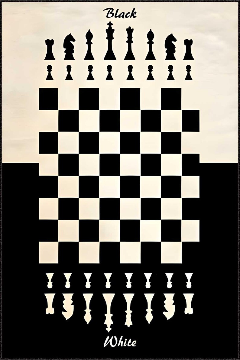 Chess Rug, Chess Game Area Rug, White and Black Board, Housewarming ...