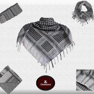 100% Pure Cotton Palestinian Scarf | Keffiyeh With 2 Side Tassels | Tactical Desert Shemagh | Gift for Him | Gift for Her | Gift For Dad