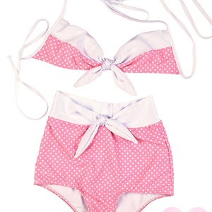 Pinup Pink Lady, High Waist Retro Swimsuit image 2