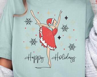 Christmas Ballerina Shirt, Holiday Dance Tee, Ballet Dancer Gift