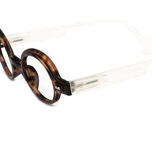 Tortoise Shell Reading Glasses: Round Unisex Readers with Frosted White Temples