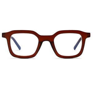 Matte Brown Square Reading Glasses – Blue Light Blocking | Unisex Modern Readers or Non-Magnified Computer Glasses