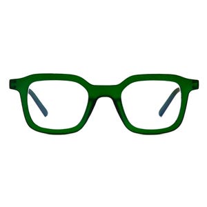 Matte Green Square Blue Light Blocking Reading Glasses: Unisex Computer Glasses