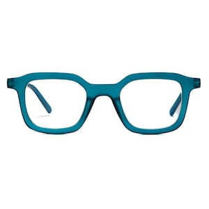 Matte Blue Square Reading Glasses – Blue Light Blocking | Unisex Modern Readers or Non-Magnified Computer Glasses