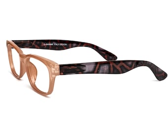 Bark Beige Wayfarer Reading Glasses: Dark Tortoise Arms