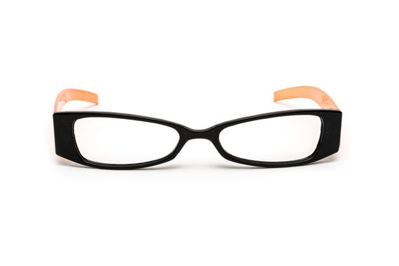 90s Vintage Rectangular Reading Glasses Frame: Bl… - image 2