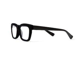 Gafas de lectura de terciopelo negro para mujer – Montura cuadrada