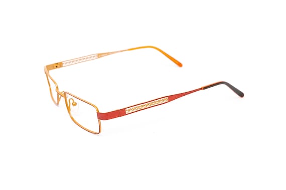 Vintage Y2K Titanium Reading Glasses: Orange Yell… - image 1