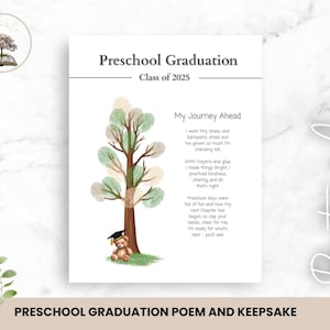 Preschool Graduation poem and handprint/ fingerprint craft for the Last Day of Preschool, Class of 2025 Keepsake, End of Preschool Craft