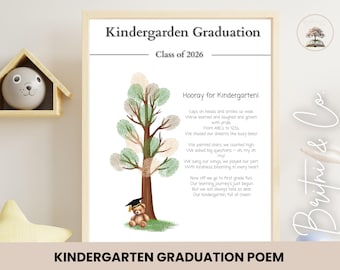 Kindergarten Graduation poem and hand/ fingerprint craft, Last Day of Kindergarten, Class of 2025 Keepsake or Craft for teacher or student