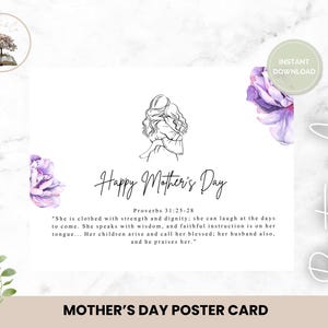 Religious Mother’s Day handprint craft, Line drawing, Proverbs 31:25, First Mothers Day gift, Sunday school, preschool, or homeschool craft