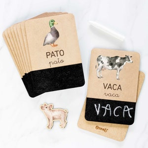 Tarjetas con Pizarra de Animales - Juguete Educativo para Aprender a Leer y Escribir