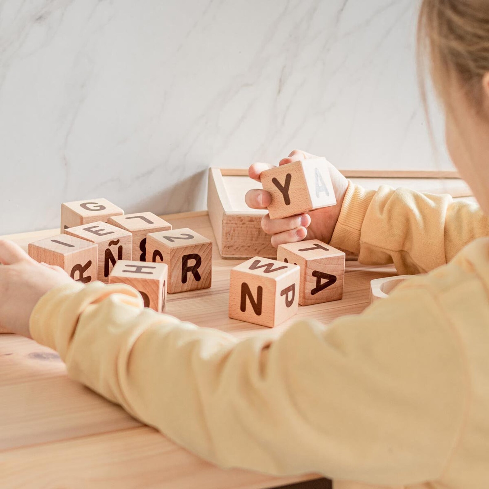 Wooden Blocks With Alphabet - Educational Toy to Learn Letters and ...