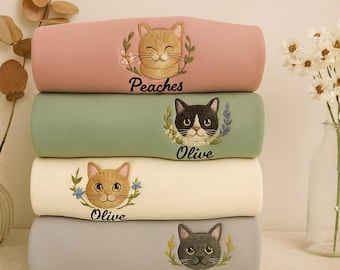 Felpa personalizzata con muso di cane ricamato, ritratto di animale domestico da maglione fotografico con nome, maglione personalizzato per amanti degli animali, regalo commemorativo per proprietari di animali domestici