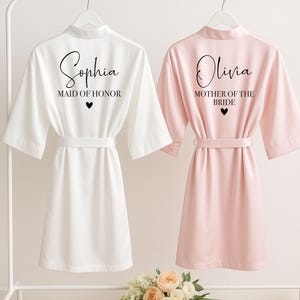 Personalised Bride/Bridesmaid Robe, Custom Name Bridal Printed Robe, Bride to Be Hen Party Robe, Bridal Shower Gift, Wedding Morning Outfits